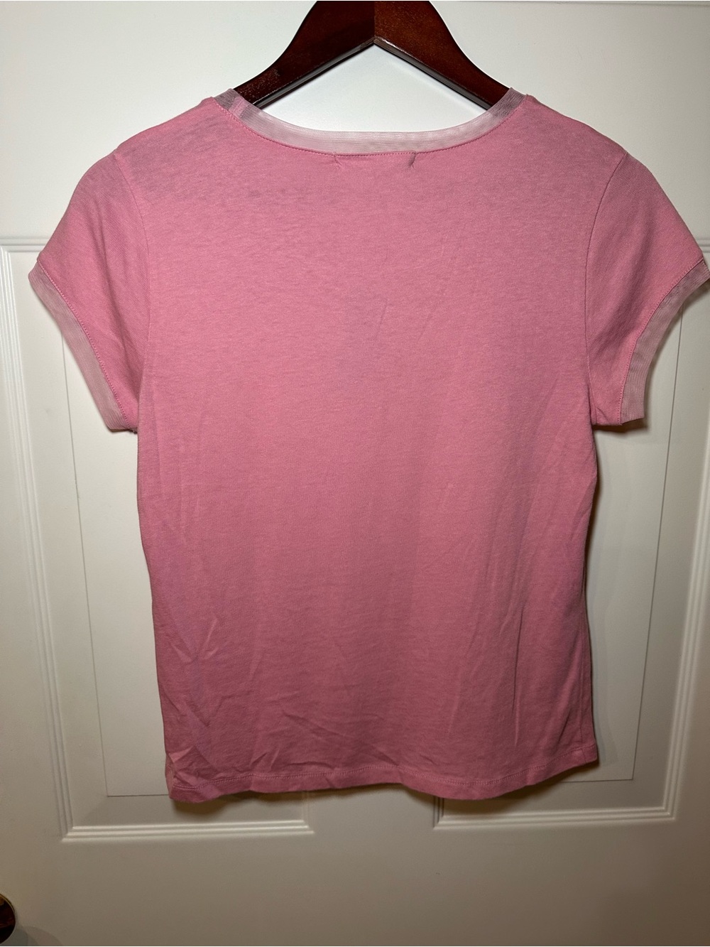 Sigrid Olsen Cotton Tee NWT Mesh Trim T-Shirt in Orchid Pink Size M Petite - Picture 3 of 7